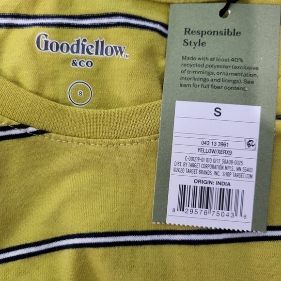 Goodfellow & Co Yellow Striped Mens Tee Size S - Picture 4 of 6